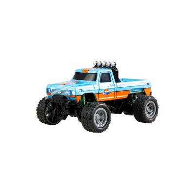 RC Monster Truck kovový 1:64 RTR LED Tempomat 2,4GHz modro oranžový