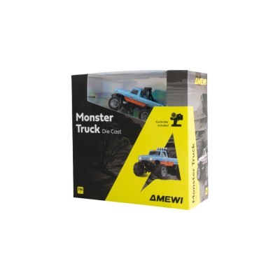 RC Monster Truck kovový 1:64 RTR LED Tempomat 2,4GHz modro oranžový