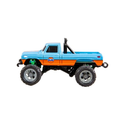 RC Monster Truck kovový 1:64 RTR LED Tempomat 2,4GHz modro oranžový