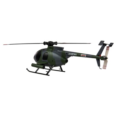 Hughes MD500 vojenský RC vrtulník, 4 kanálový s gyroskopem 6G, RTF, šedý