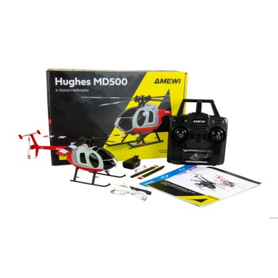 Hughes MD500 vojenský RC vrtulník, 4 kanálový s gyroskopem 6G, RTF, civilní