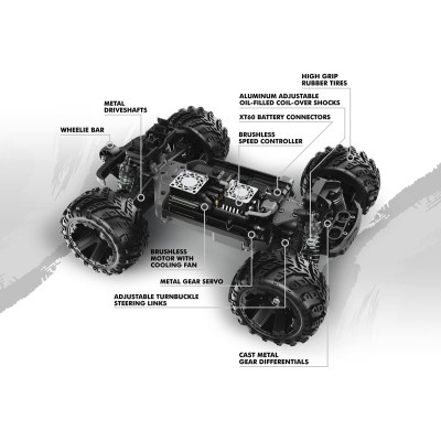 Qbit MT Flux 1/16th Monster Truck - Modrý