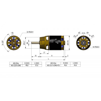 AXI 2220/12 V3 LONG střídavý motor