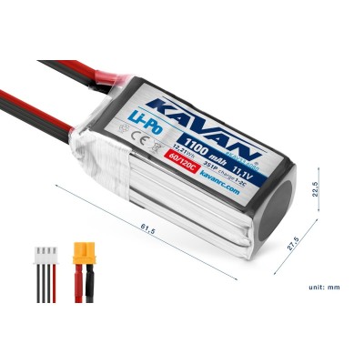KAVAN - Li-Po 1100 mAh/11,1 V 60/120C, 12,21 Wh