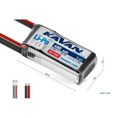 KAVAN - Li-Po 400 mAh/7,4 V 60/120C, 2,96 Wh