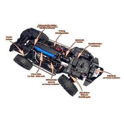DF models DF-04S PRO BL brushless crawler, LED osvětlení, elektrický naviják, 2st. převodovka, uzávěrky diff 1:10. Oranžová.