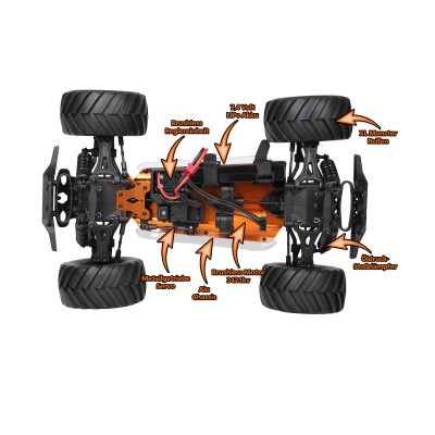 DF models HotStrike monster truck 1:10 RTR Brushless s gyroskopem, ALU podvozek