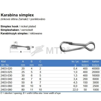 Karabina obyčejná 40mm