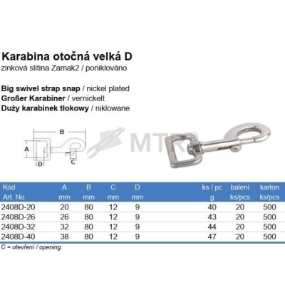 Karabina otočná 9,4cm D2 Zn