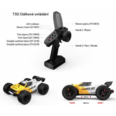 Hyper GO TX14 Truggy brushless 4WD 1:14 RTR, se dvěma karoseriemi a střídavým motorem