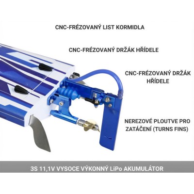 RC člun Marlin S5 Mono Speedboat Brushless proporcionální 450mm RTR