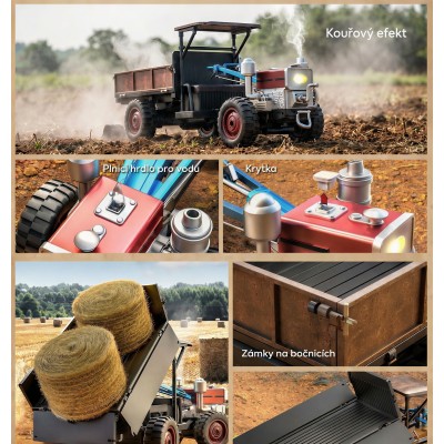 RC Retro traktor-Terra s kouřem a světlem 4WD proporcionální 1:12 RTR