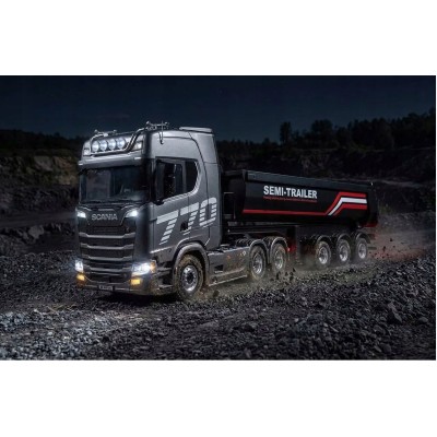 Sklápěcí návěs, třínápravový, pro modely Scania v měřítku 1:18 s LED osvětlením