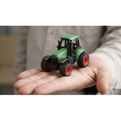 Kovový RC traktor s přívěsem 1:64 RTR zelený, 3 rychlostní stupně, LED světla
