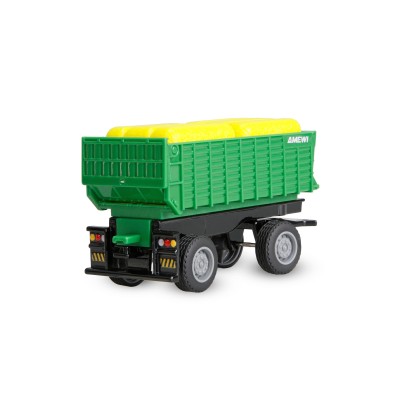 Kovový RC traktor s přívěsem 1:64 RTR zelený, 3 rychlostní stupně, LED světla