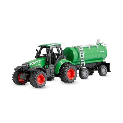 Kovový RC traktor s cisternou 1:64 RTR zelený, 3 rychlostní stupně, LED světla