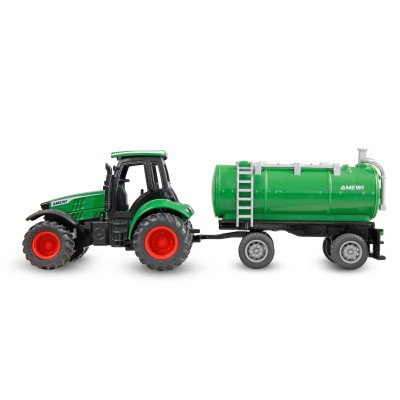 Kovový RC traktor s cisternou 1:64 RTR zelený, 3 rychlostní stupně, LED světla