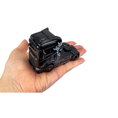RC licencovaná Scania 730 S s návěsem, GYRO, driftovací, proporcionální pohon 4x4, 1:64 RTR, černá
