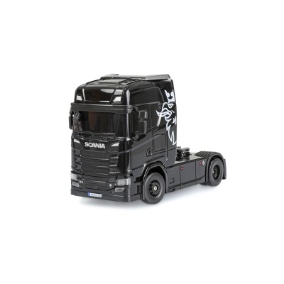 RC licencovaná Scania 730 S s návěsem, GYRO, driftovací, proporcionální pohon 4x4, 1:64 RTR, černá