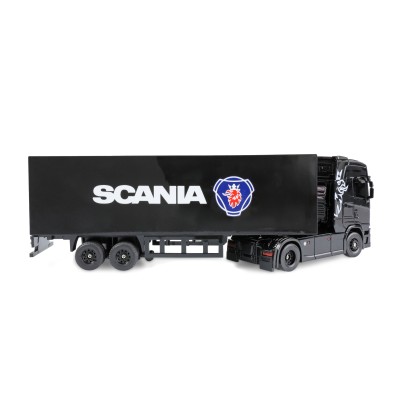 RC licencovaná Scania 730 S s návěsem, GYRO, driftovací, proporcionální pohon 4x4, 1:64 RTR, černá