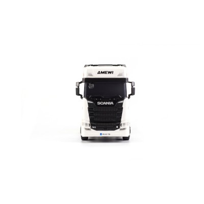 RC licencovaná Scania 730 S s návěsem, GYRO, driftovací, proporcionální pohon 4x4, 1:64 RTR, bílá
