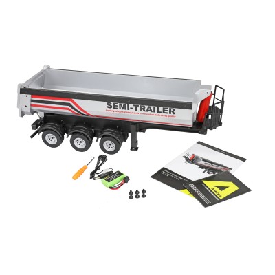 Sklápěcí návěs, třínápravový, pro modely Scania v měřítku 1:18 s LED osvětlením stříbrný.