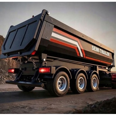 Sklápěcí návěs, třínápravový, pro modely Scania v měřítku 1:18 s LED osvětlením stříbrný.