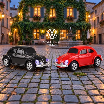 VW Brouk 1300 kovový s pistolovým dálkovým ovládáním a LED světly 1:64 RTR černý