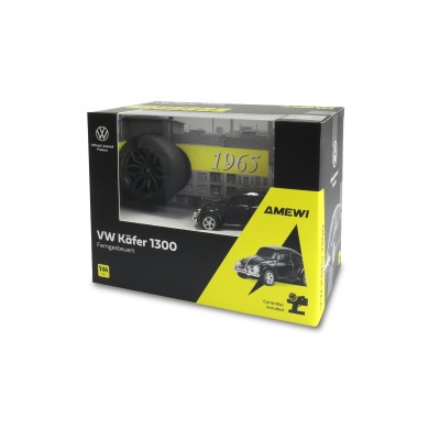 VW Brouk 1300 kovový s pistolovým dálkovým ovládáním a LED světly 1:64 RTR černý