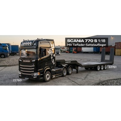 RC tahač Scania 770 6x4 s podvalníkem 1:18 RTR stříbrný
