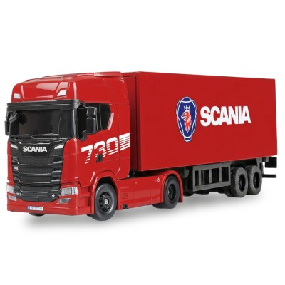 RC licencovaná Scania 730 S s návěsem, GYRO, driftovací, proporcionální pohon 4x4, 1:64 RTR, červená