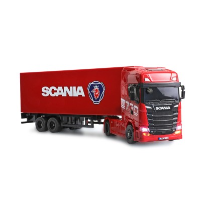 RC licencovaná Scania 730 S s návěsem, GYRO, driftovací, proporcionální pohon 4x4, 1:64 RTR, červená