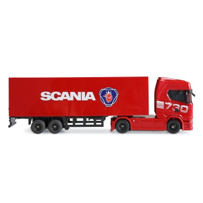 RC licencovaná Scania 730 S s návěsem, GYRO, driftovací, proporcionální pohon 4x4, 1:64 RTR, červená
