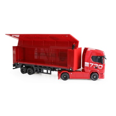 RC licencovaná Scania 730 S s návěsem, GYRO, driftovací, proporcionální pohon 4x4, 1:64 RTR, červená