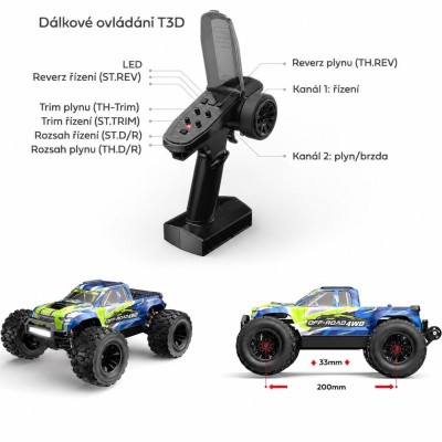Hyper GO MTX14 RC MonsterTruck střídavý motor 4x4 1:14 RTR LED rampa