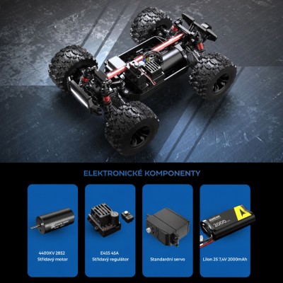 Hyper GO MTX14 RC MonsterTruck střídavý motor 4x4 1:14 RTR LED rampa
