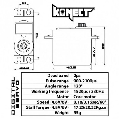 KONECT 21 kg Digital servo (21kg-0,13s/60°)