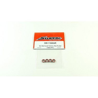 SWORKz kuličkové ložiska s červenou gum. prachovkou 6x10x3mm, 4 ks.