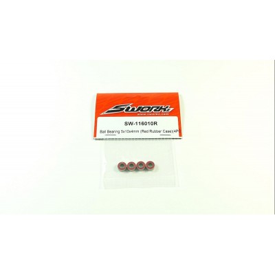 SWORKz kuličkové ložiska s červenou gum. prachovkou 5x10x4mm, 4 ks.