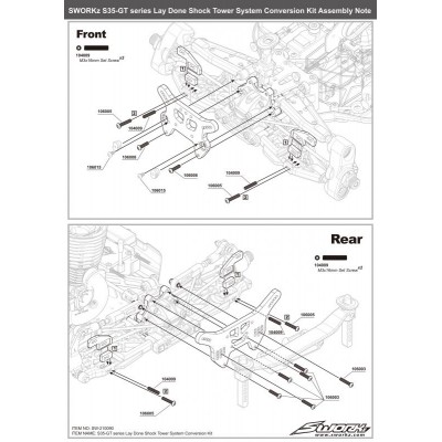 SWORKz GT uhlíkové přední a zadní parohy/držáky tlumičů, 1 sada