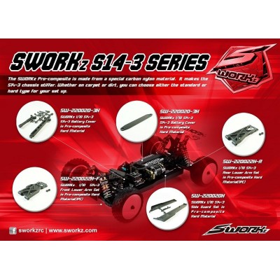 SWORKz spodní zadní rameno, HARD/tvrdé PRO Composit materiál, 1 ks.