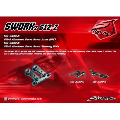 SWORKz S12-2 černé hlíníkové servopáky servosaveru, 2 ks.