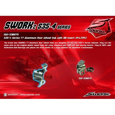 SWORKz T7075 zadní hliníkový náboj P L, včetně vložek, 1 ks.