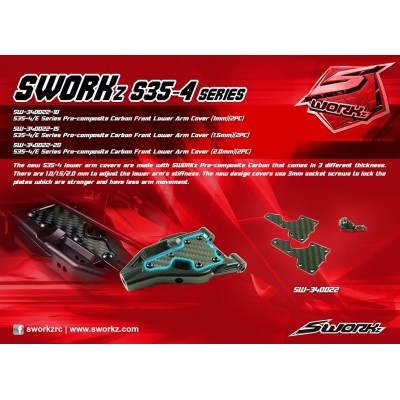 SWORKz uhlíková vzpěra spodní předního ramena, 2,0mm, včetně šroubů, 2 ks.