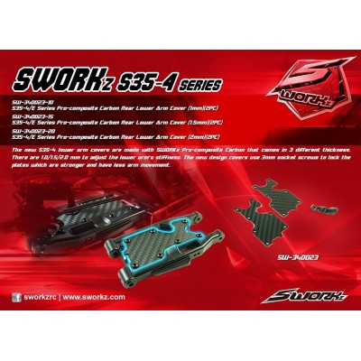 SWORKz uhlíková vzpěra spodní zadního ramena, 1,0mm, včetně šroubů, 2 ks.