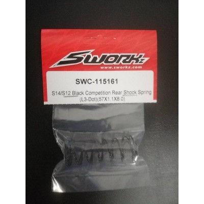 SWORKz S14/S12 Competition černé pružiny olej. tlumičů, zadní L3, 57x1.1x8.0mm, 2 ks.