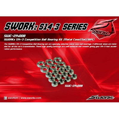 SWORKz S14-3 Competition sada kuličkových ložisek s kovovu prachovkou, 18 ks.