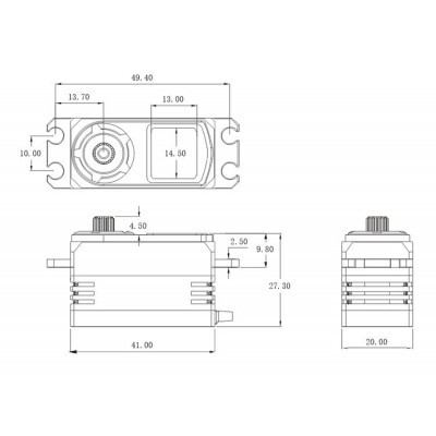 D1S DRIFT HiVOLT CORELESS Digital servo LOW PROFILE (18,5 kg-0,08s/60°)