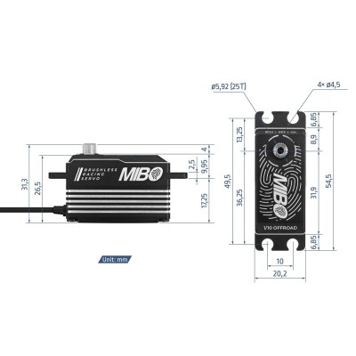 MIBO 1/10 Offroad Low Profile (0.07s/20kg/8.4V) Brushless Servo