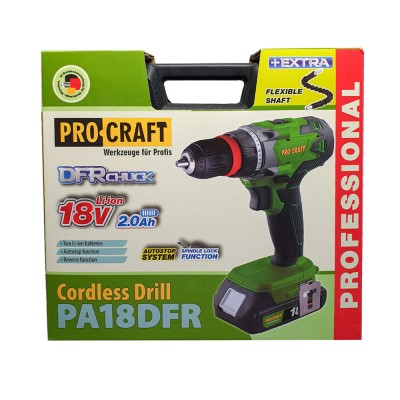 Aku vrtačka 20V Procraft PA18DFR Li-ion výměnná hlavička